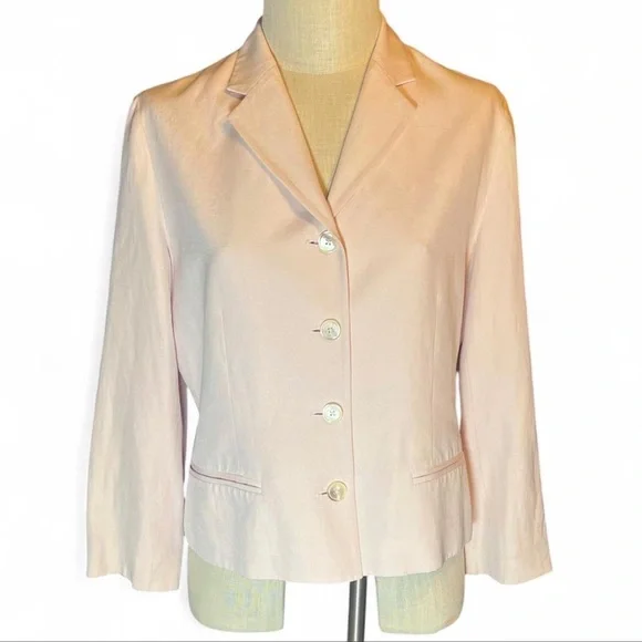 Lauren Ralph Lauren Silk Linen Blazer Blush Pink / Lightweight Jacket - Picture 1 of 6